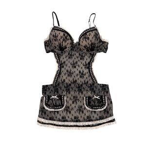 Victorias Secret Sexy Little Things Lingerie Size 36C Lace Maid Apron Frilly